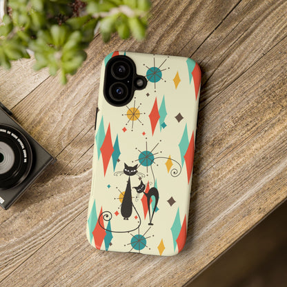Atomic Kitty Cat, Mid Mod Franciscan Pattern, Kitsch Tough Phone Cases