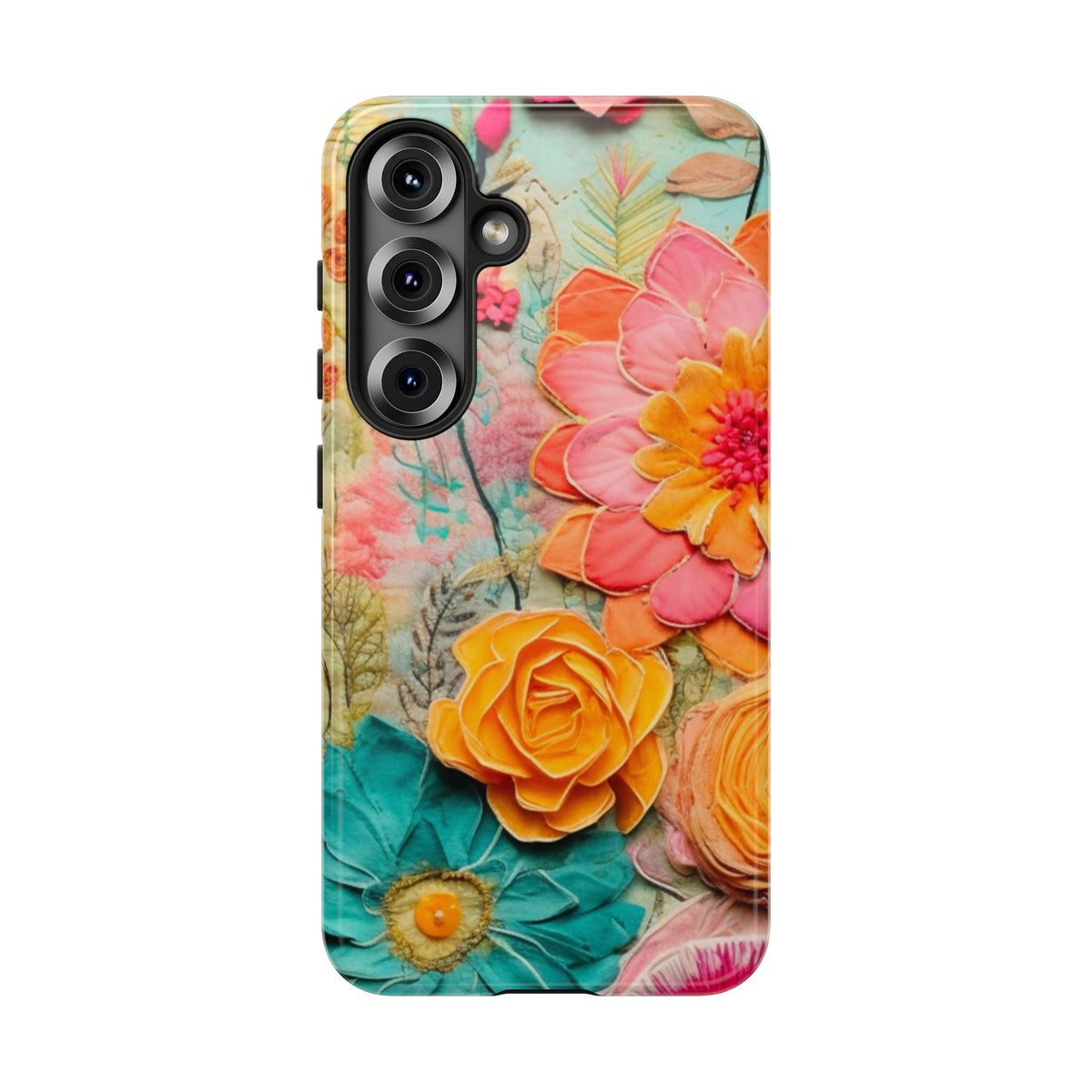 Boho Retro Floral Faux Pressed Flowers Smart Phone Tough Phone Cases