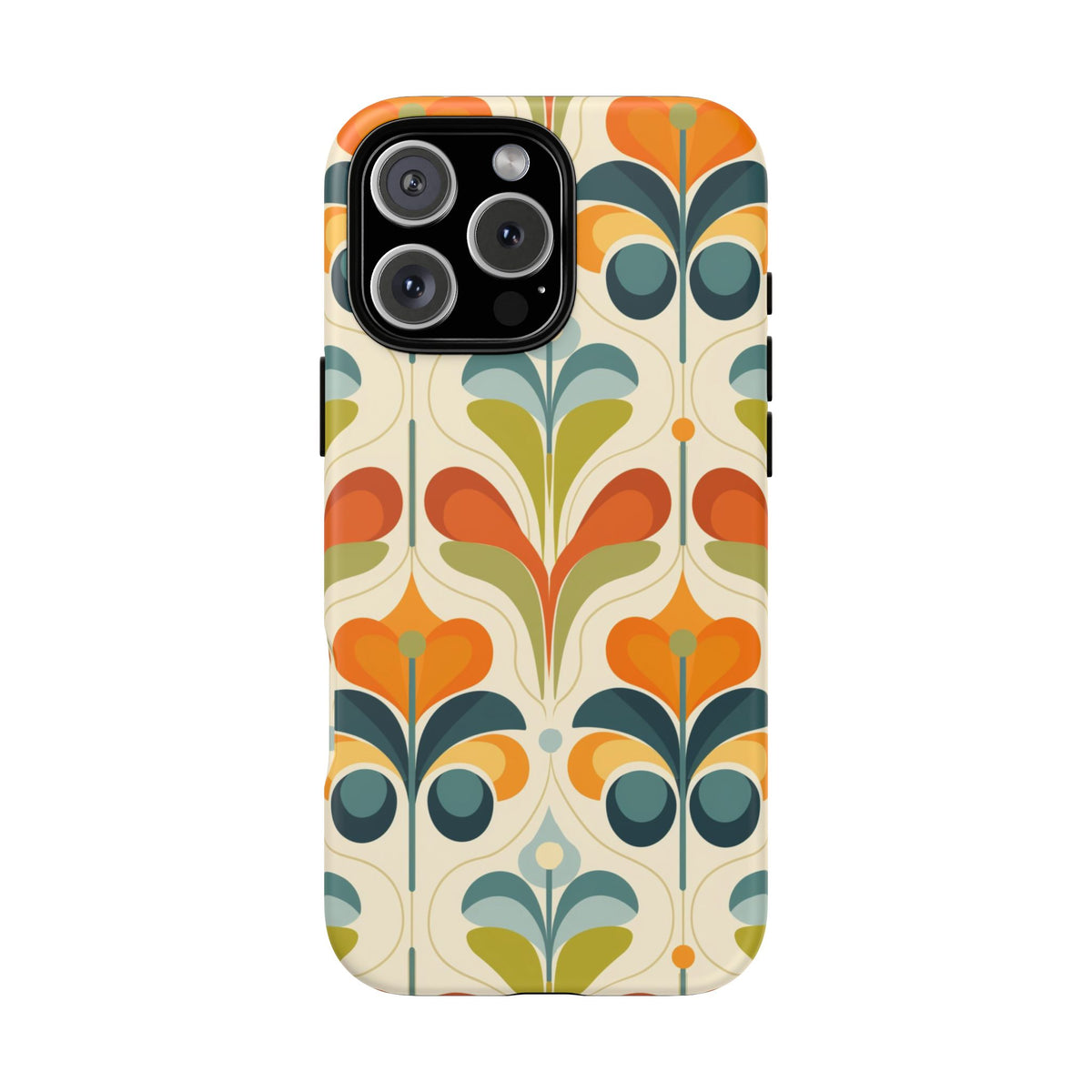 Mid Century Modern Scandinavian Floral, Orange Blue Green Tough Phone Case