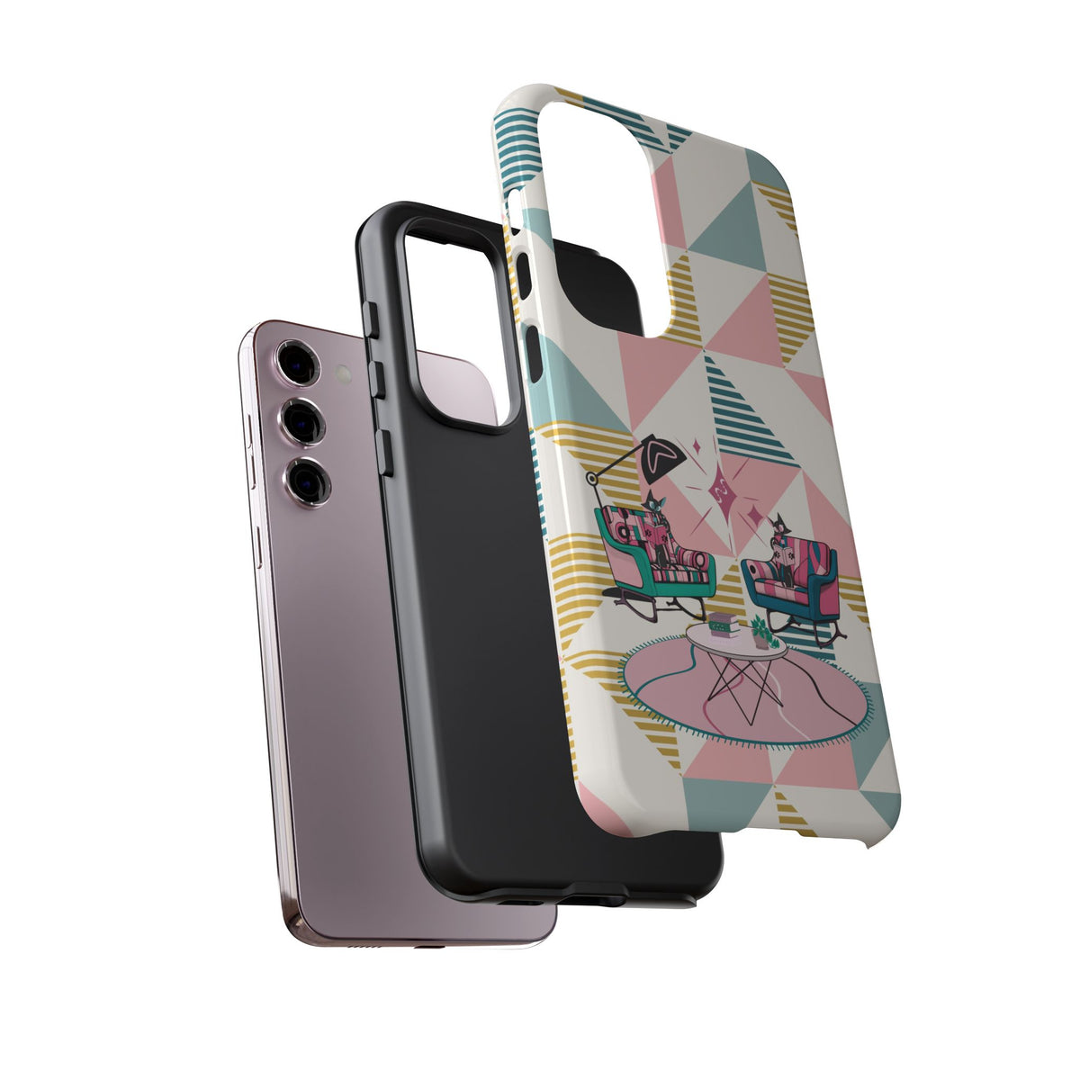 Atomic Cats Reading, Book Talk, Book Lover, Retro Chic Phone Case with Retro Vibe - Cozy Living Room Design