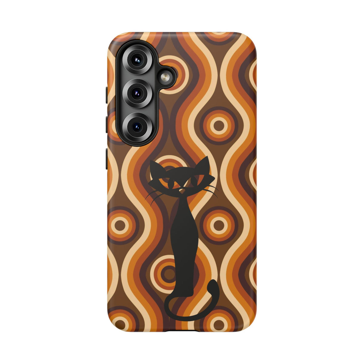 Retro Phone Case, Groovy Brown, Atomic Kitsch Cat Tough Smart Phone Cases