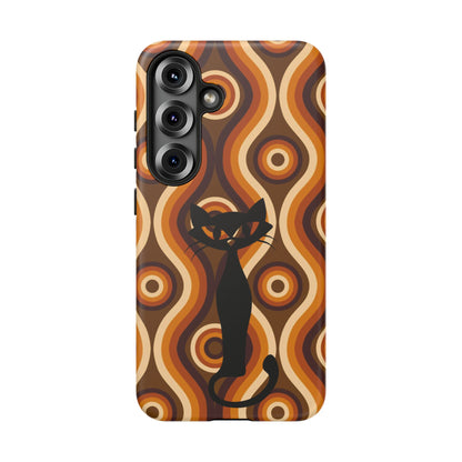 Retro Phone Case, Groovy Brown, Atomic Kitsch Cat Tough Smart Phone Cases