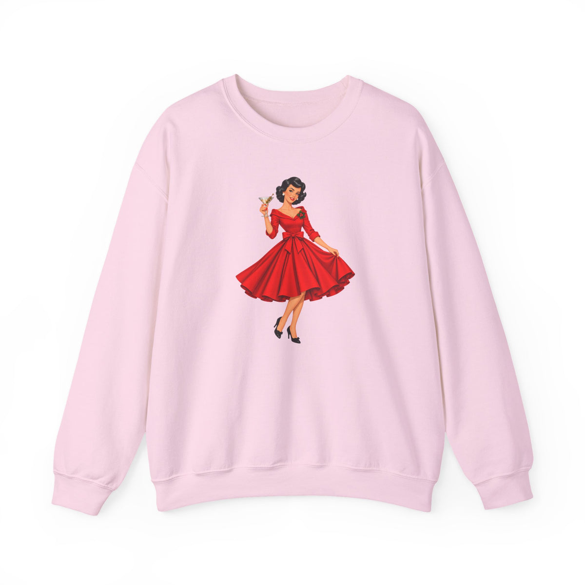 Mid Century Modern Christmas Martini Gal Unisex Heavy Blend™ Crewneck Sweatshirt - Mid Century Modern Gal
