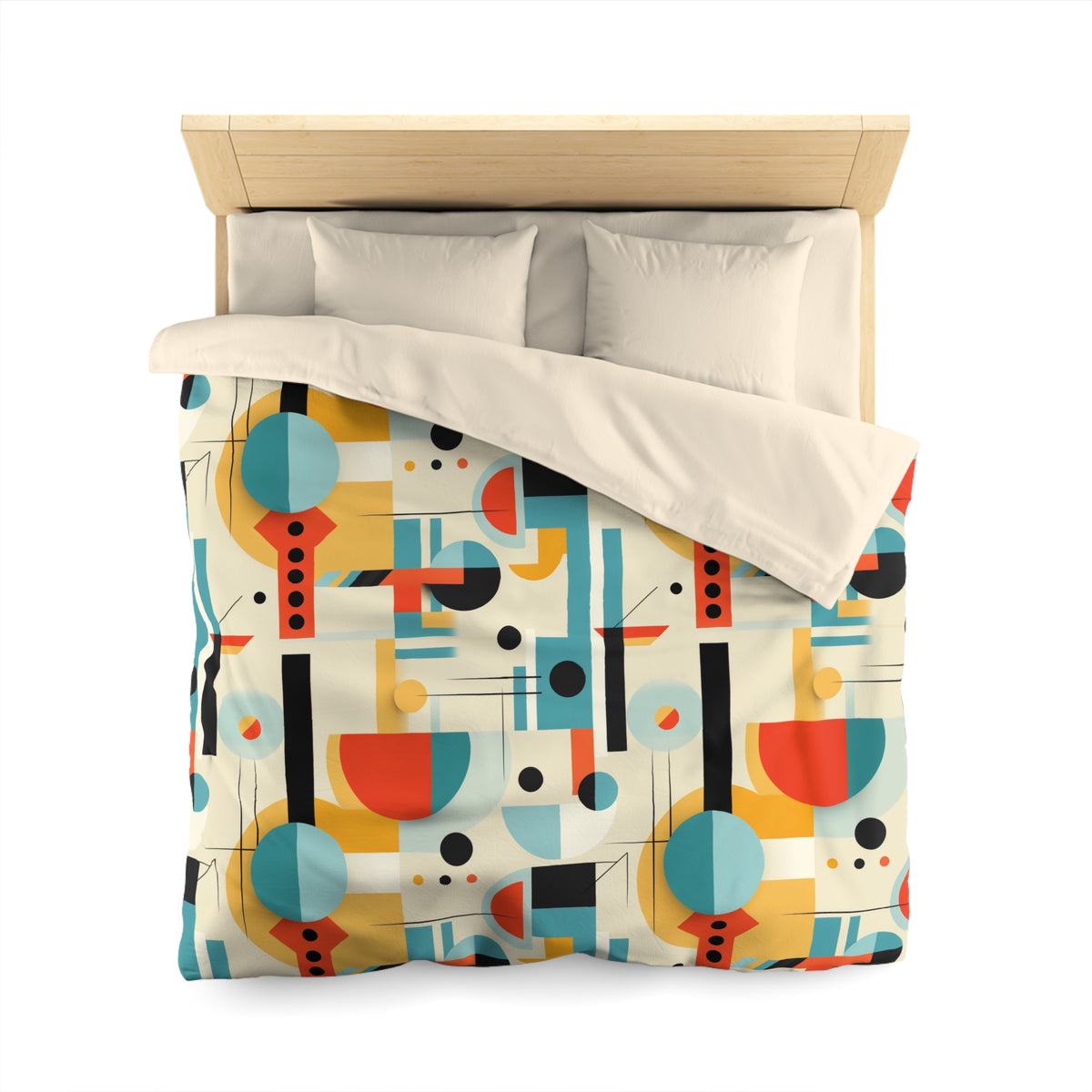 Bauhaus Modern MCM Bedding Duvet Cover, Orange, Blue, Yellow, Minimalist Design - Mid Century Modern Gal