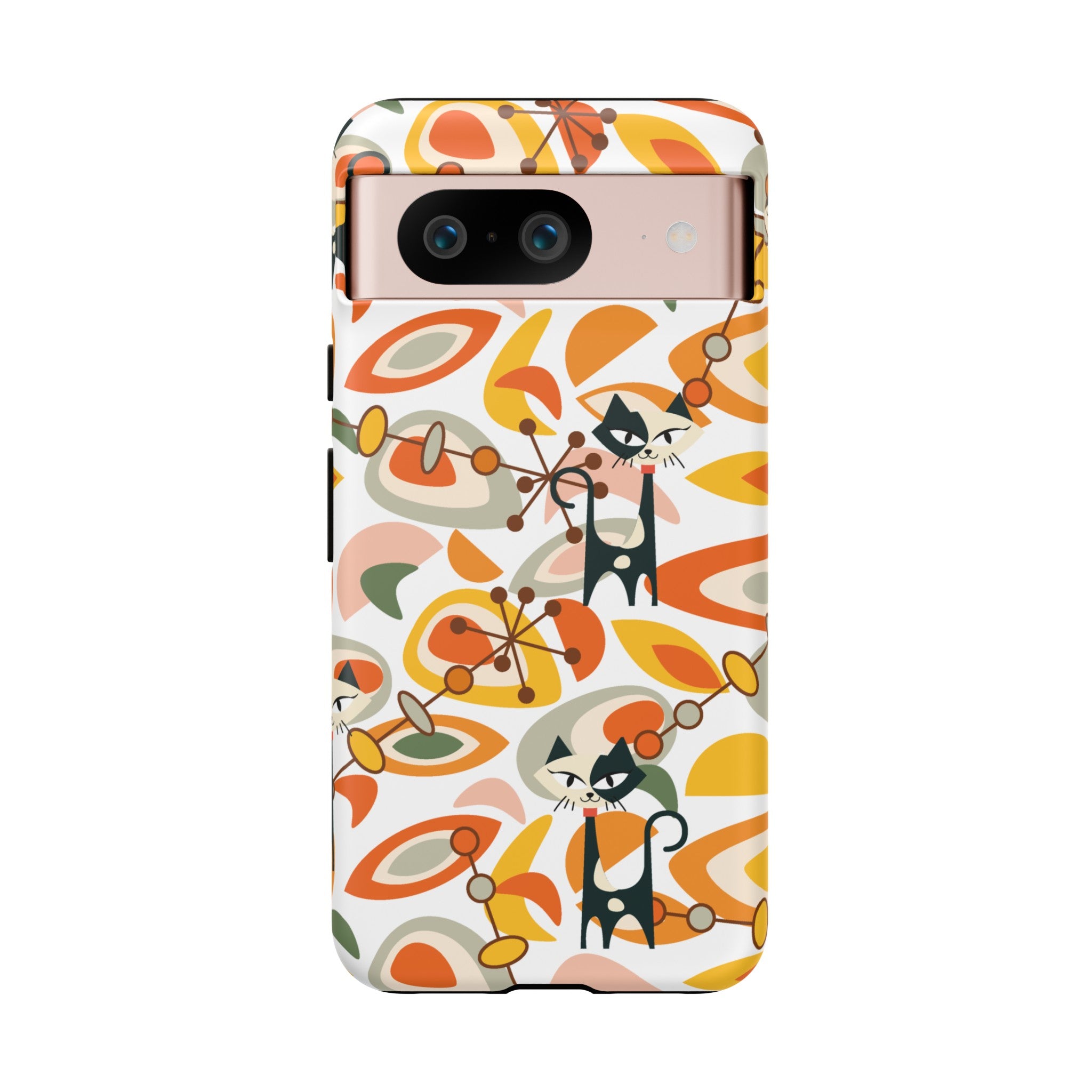 Atomic Cat Mid Mod Orange, Yellow, Groovy Cat Smart Phone Tough Cases