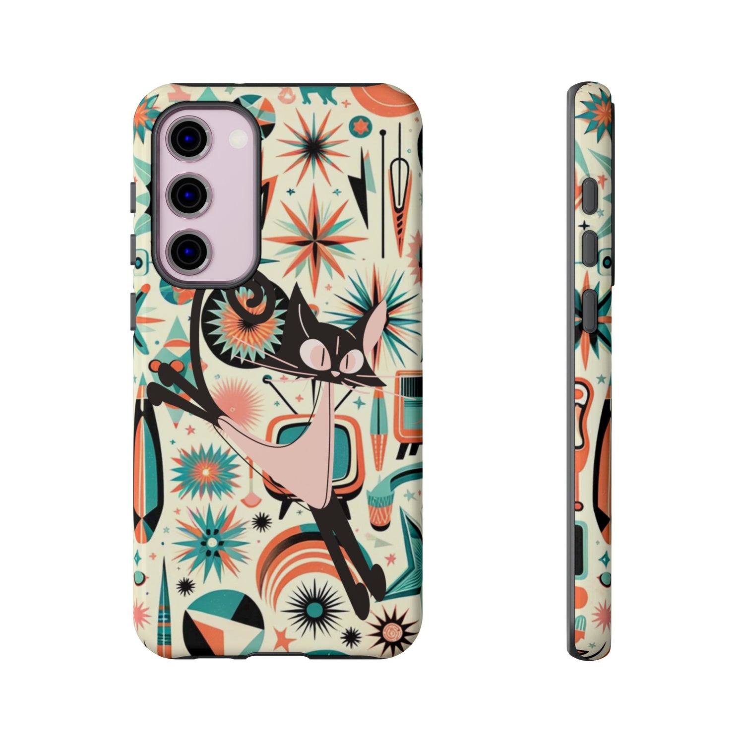 Atomic Kitty Boomerang Space Kitty Mid Century Modern Samsung, Smart Phone, Tough Cases