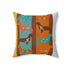 Doxie Dog, Dachshund Lover, Retro Colorful Dog-Themed Square Pillow - Cozy Home Decor - Mid Century Modern Gal