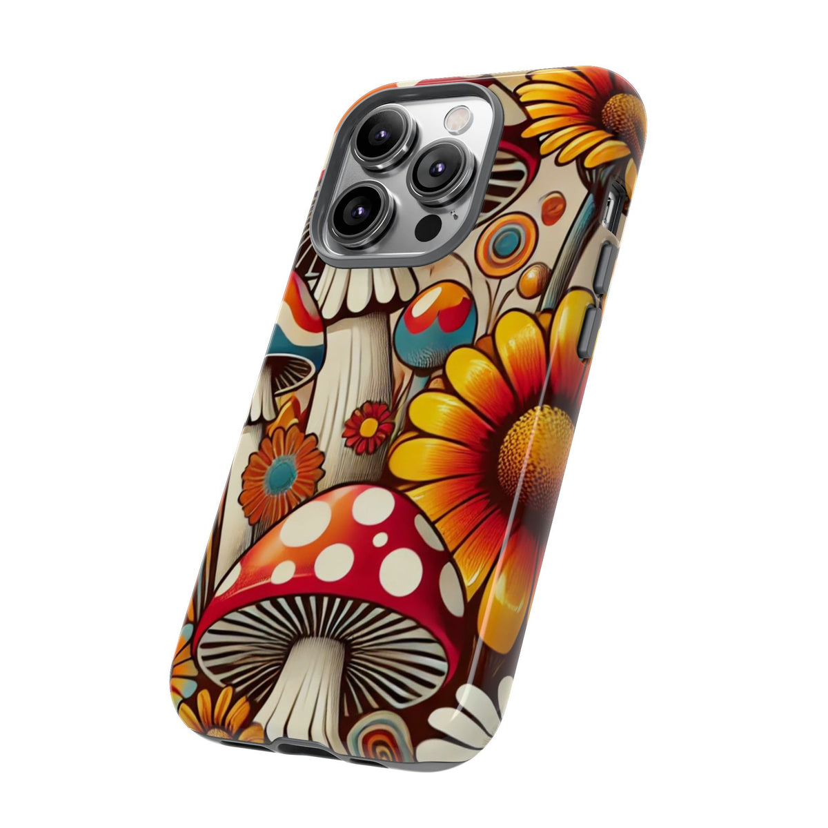 Colorful Mushroom Flower Phone Case - Boho Chic Design