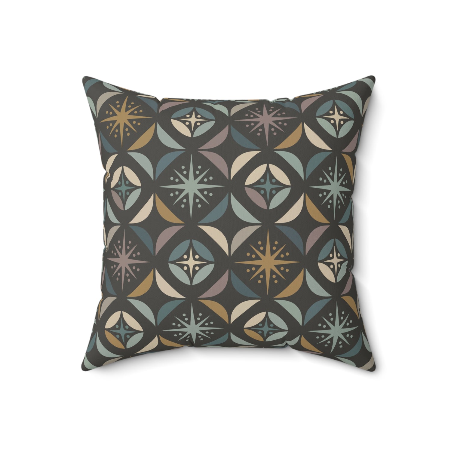 Mid Century Modern Elegant Gray Geometric Starburst Pillow Cover and Insert - Mid Century Modern Gal