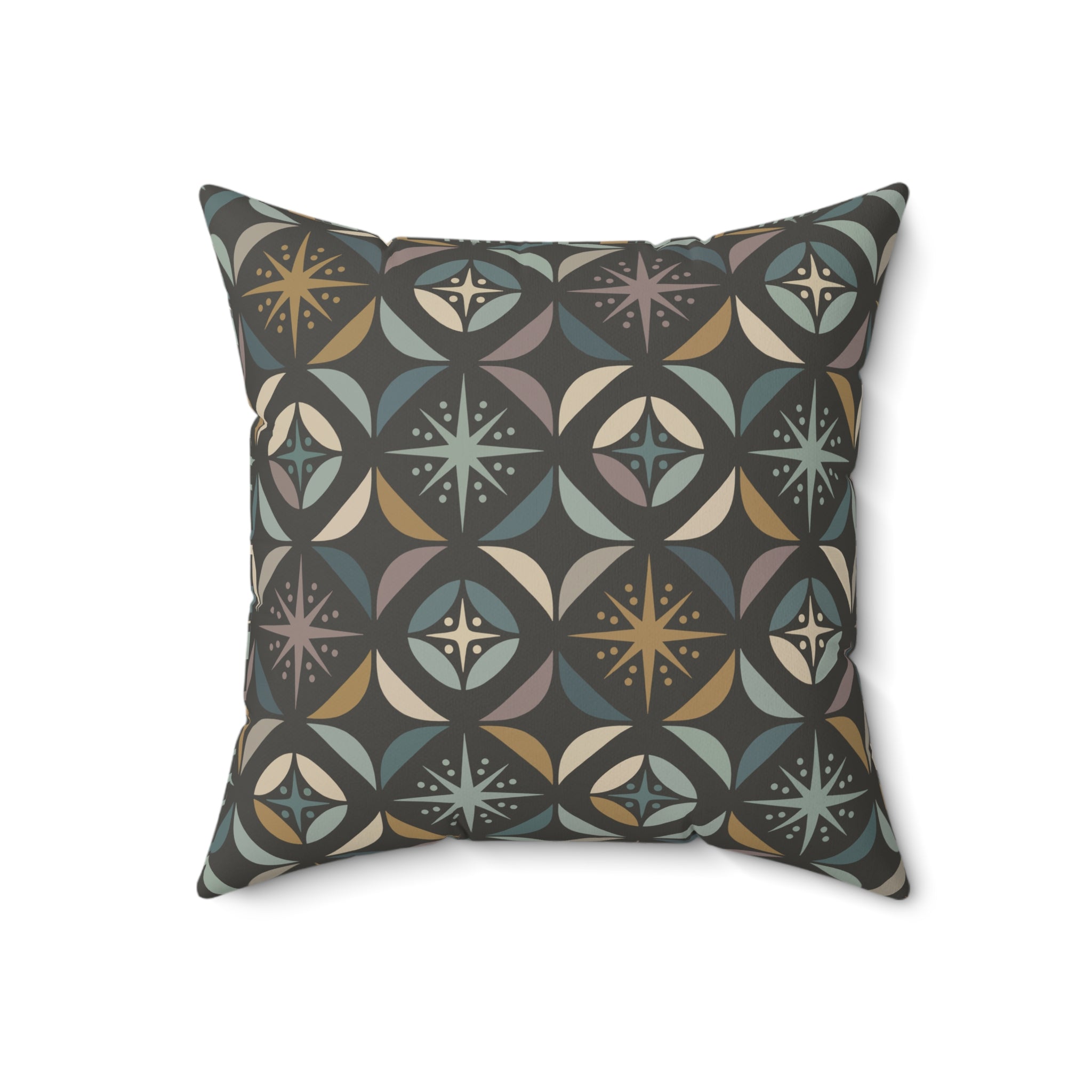 Mid Century Modern Elegant Gray Geometric Starburst Pillow Cover and Insert - Mid Century Modern Gal