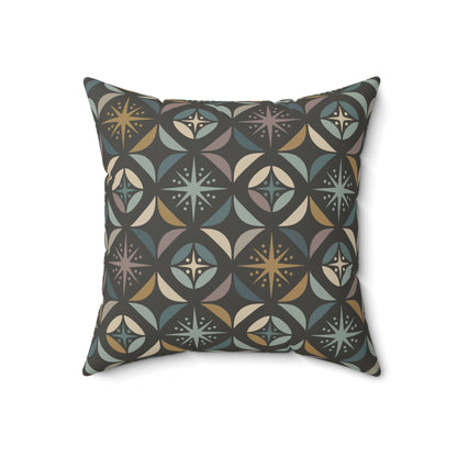 Mid Century Modern Elegant Gray Geometric Starburst Pillow Cover and Insert - Mid Century Modern Gal