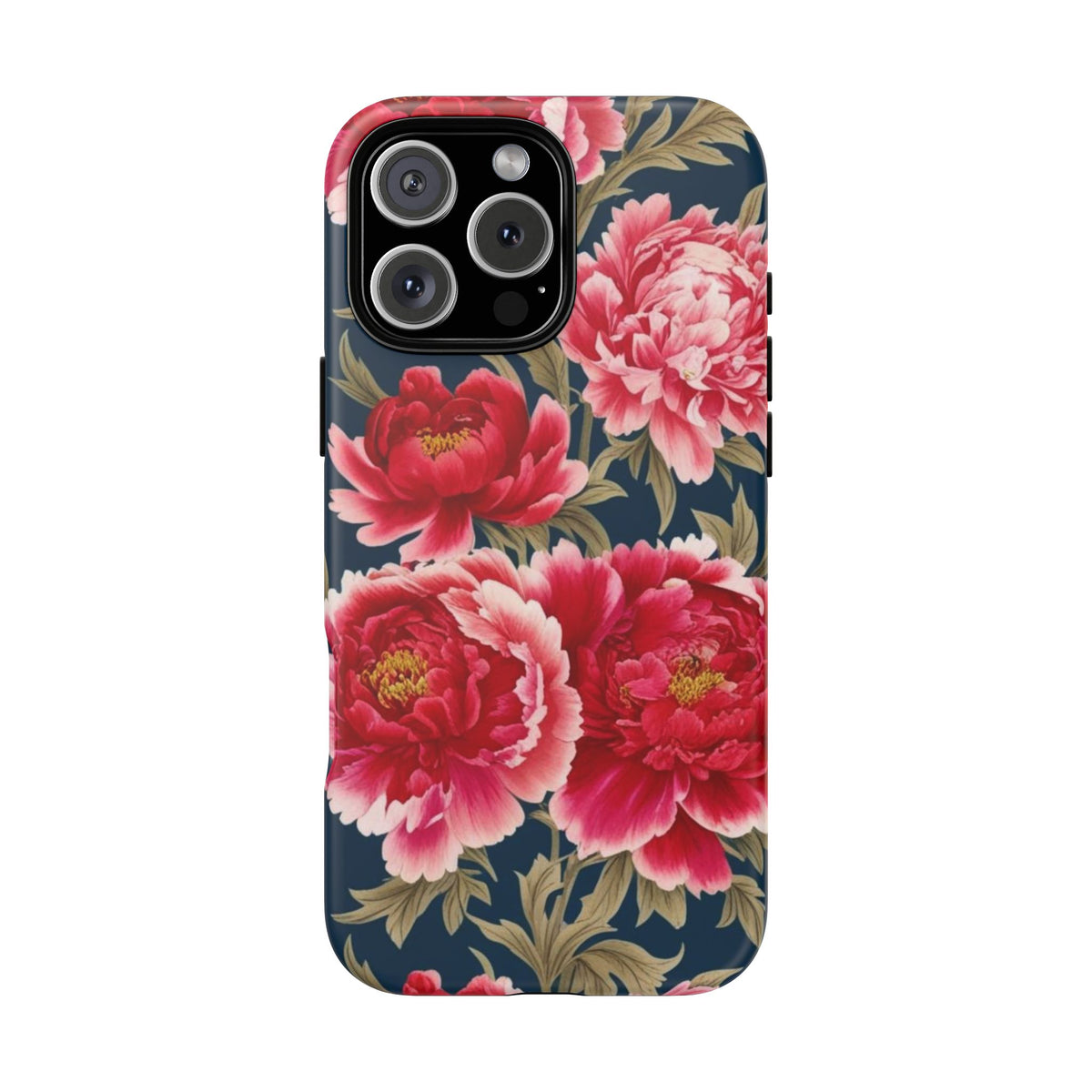 Chinoiserie Royal Blue Pink, Red Roses And Peony Floral Tough Phone Case