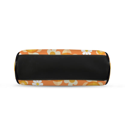 Flower Power Orange Groovy Mod Kisslock Crossbody Purse - Mid Century Modern Gal