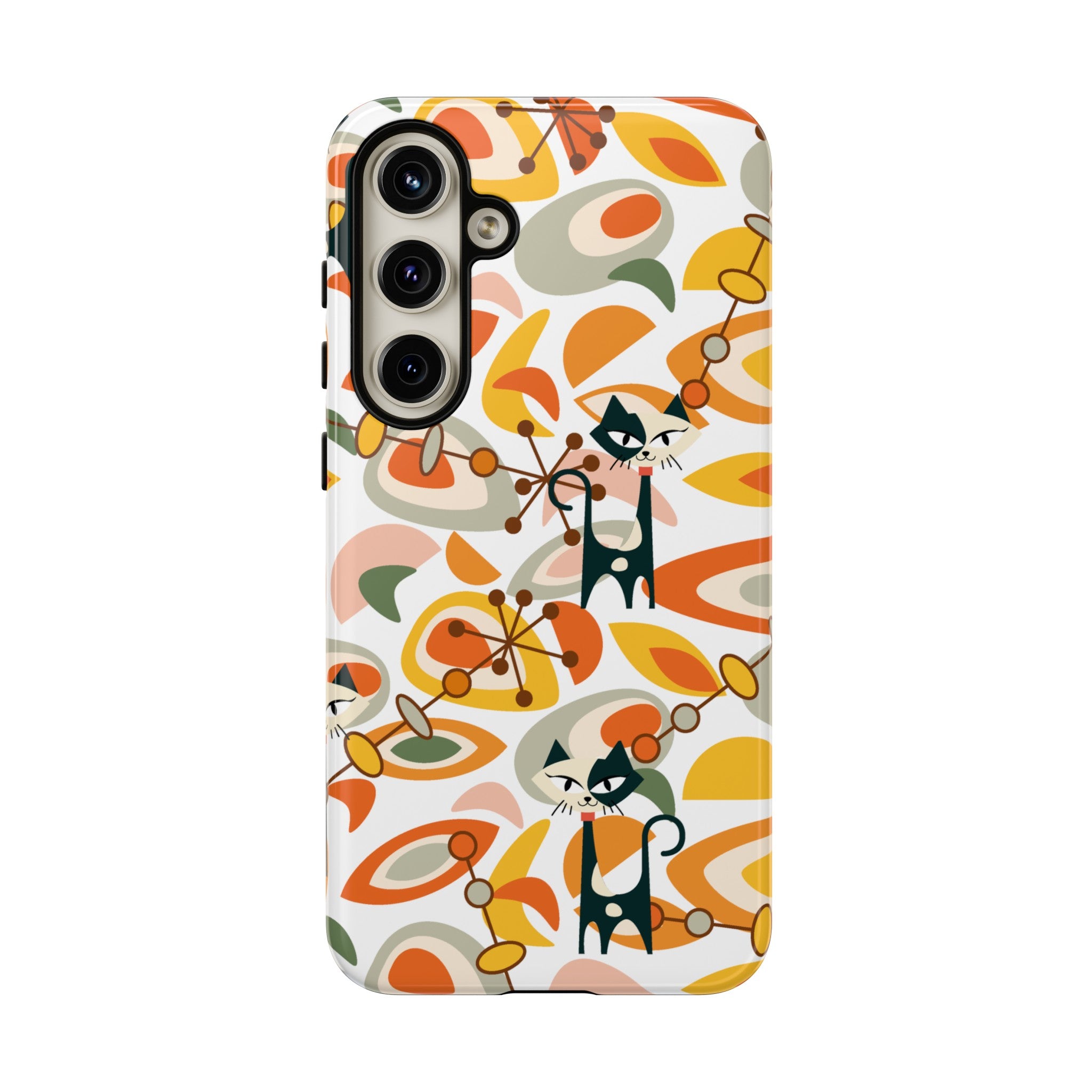 Atomic Cat Mid Mod Orange, Yellow, Groovy Cat Smart Phone Tough Cases