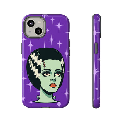Bride of Frankenstein Retro Mid Mod Horror Buff Purple Halloween Tough Phone Case - Mid Century Modern Gal