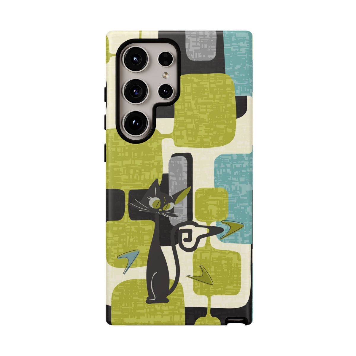 Mid Century Modern Geometric Kitschy Cat, Boomerang Retro Smart Phone Tough Cases