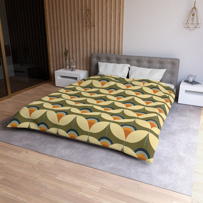 Scandinavian Modern Danish, Green, Beige Orange, Blue, Mid Century Modern Designed Duvet Cover