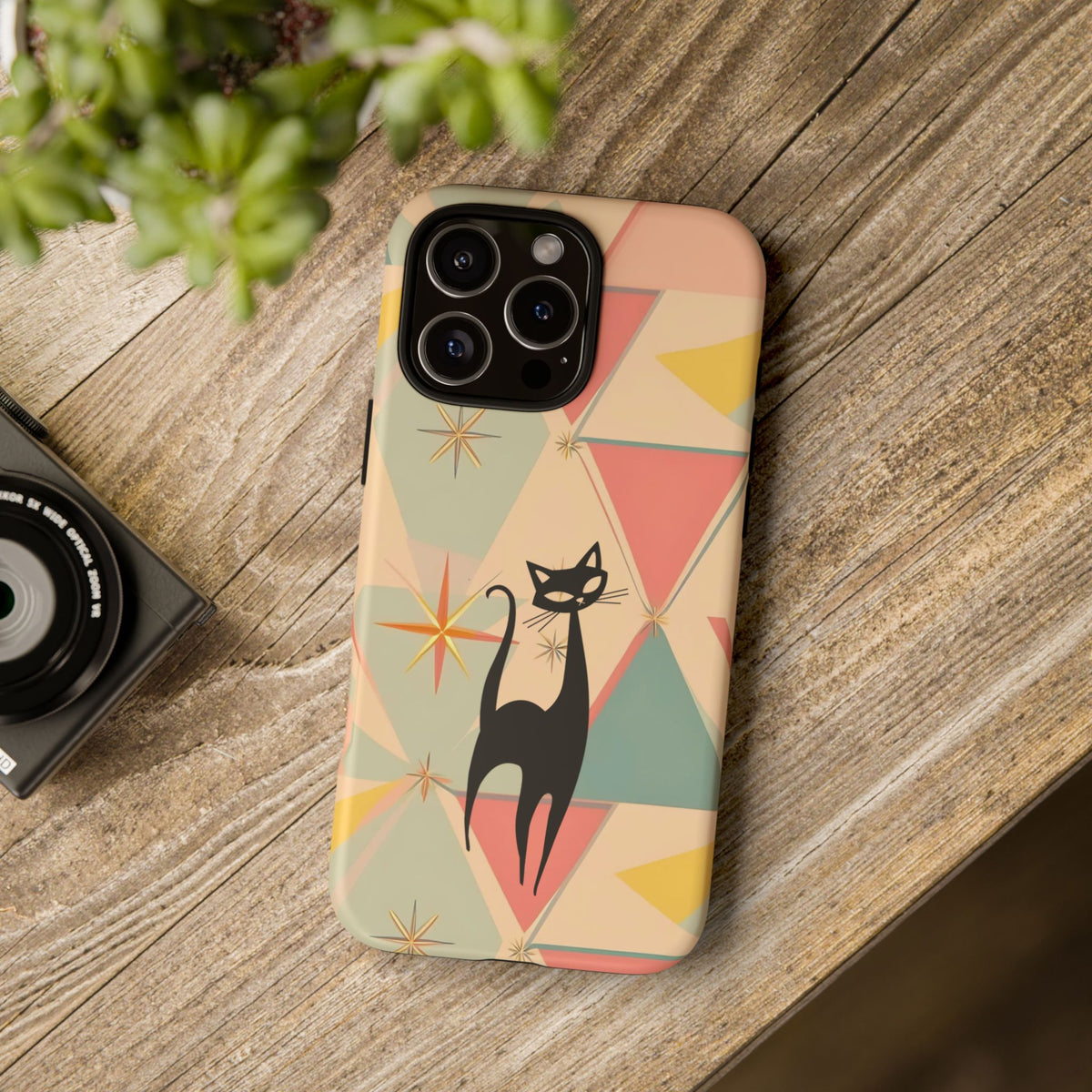 Atomic Cat Mid Mod Retro Cat Phone Case | Tough Cases with Vintage Vibe | Ideal for Cat Lovers