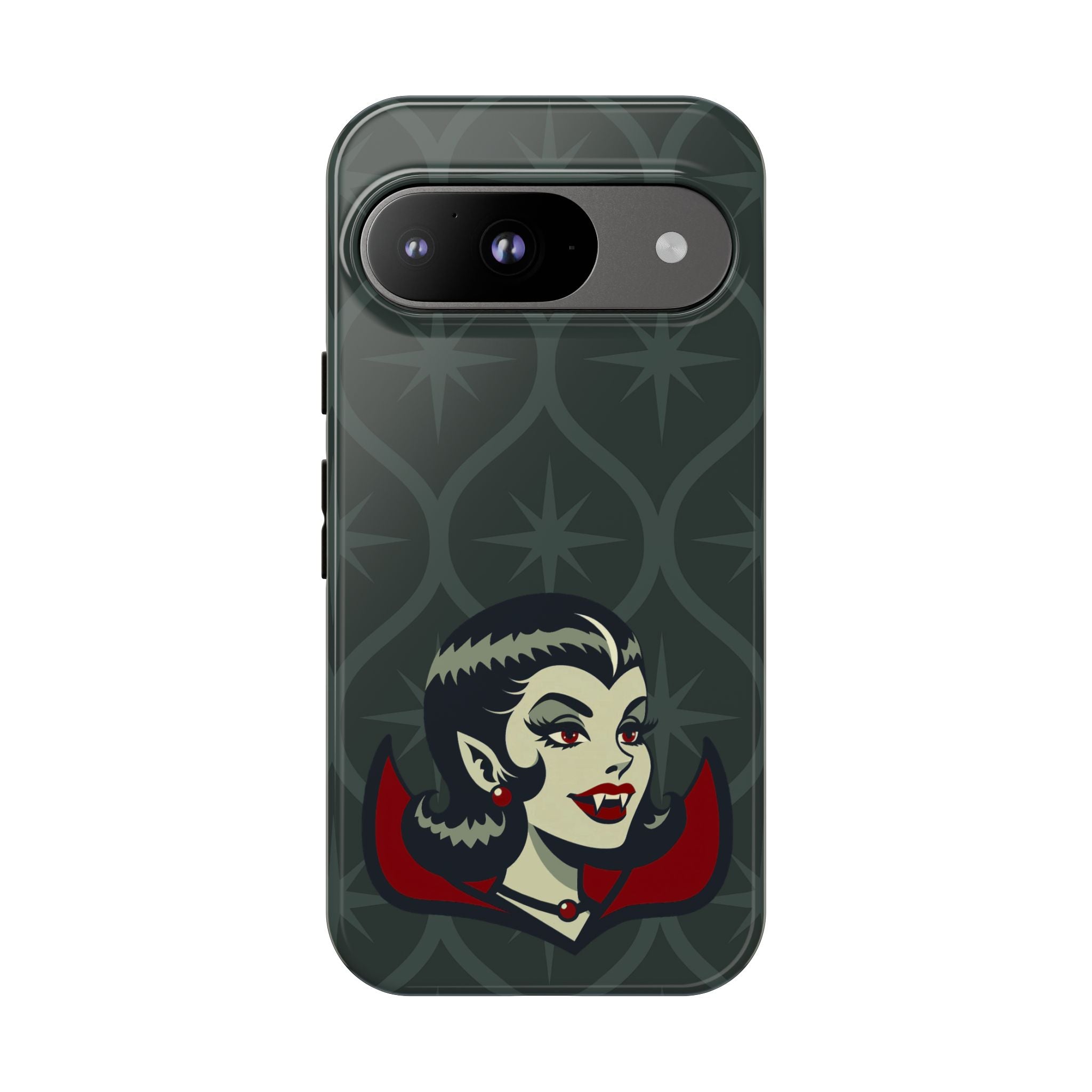 Vampire Dracula Girl Halloween Goth Horror Buff MCM Green Tough Phone Case