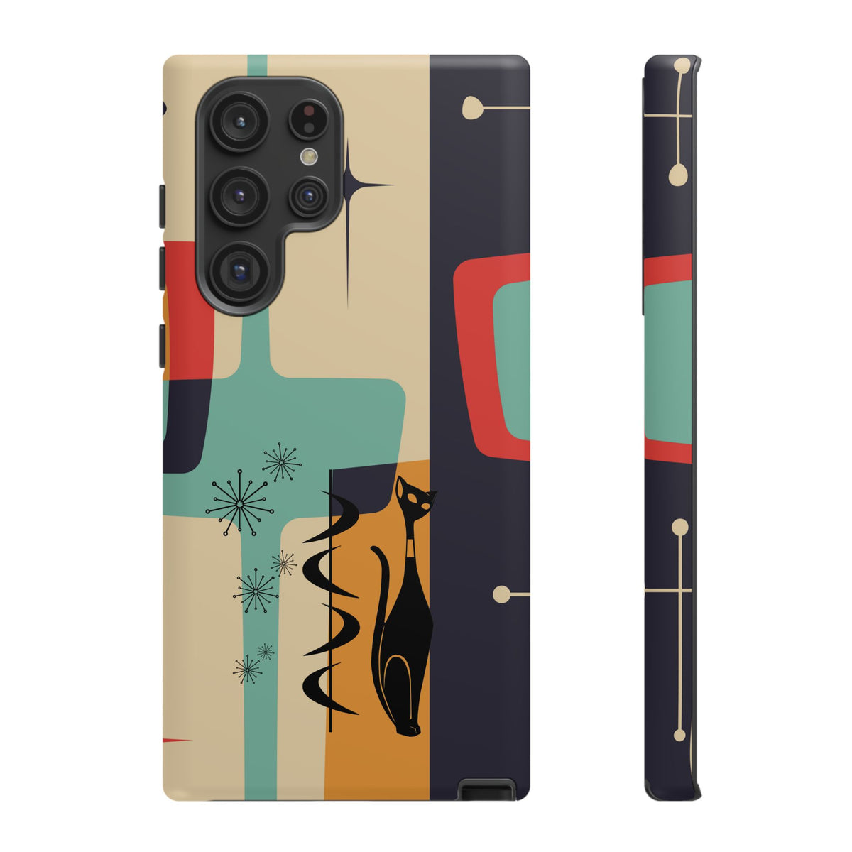 Mid Century Modern, Geometric, Atomic Cat Groovy Smart Phones Tough Phone Cases