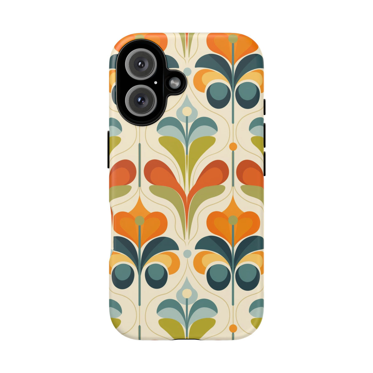Mid Century Modern Scandinavian Floral, Orange Blue Green Tough Phone Case