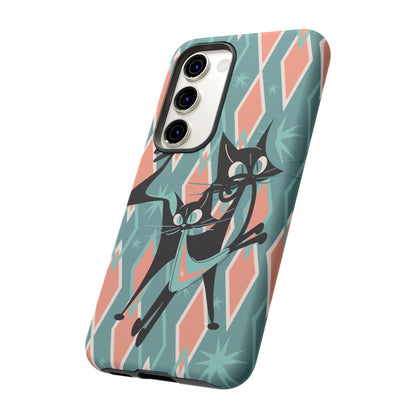 Mid Mod Atomic Cat Kitschy Retro Chic Samsung, Smart Phone Tough Cases