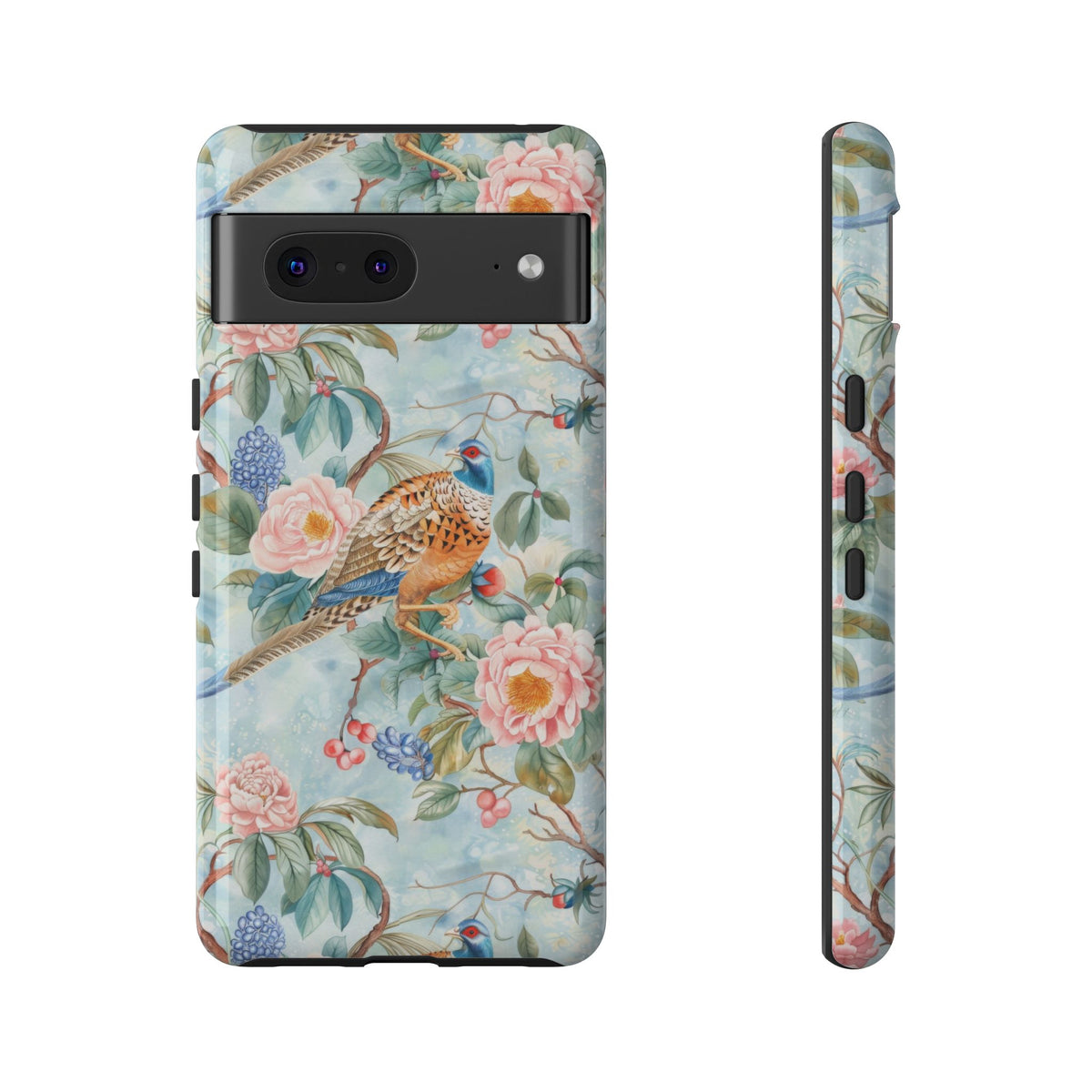 Chinoiserie Designed Floral Pheasant Phone Case with Bird Design