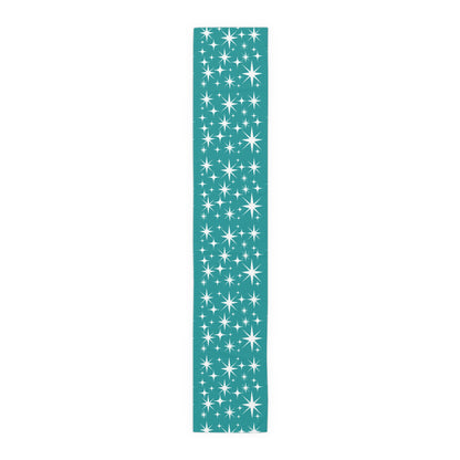 Mid Century Modern Atomic Starburst Aqua Blue Table Retro Table Runner - Mid Century Modern Gal