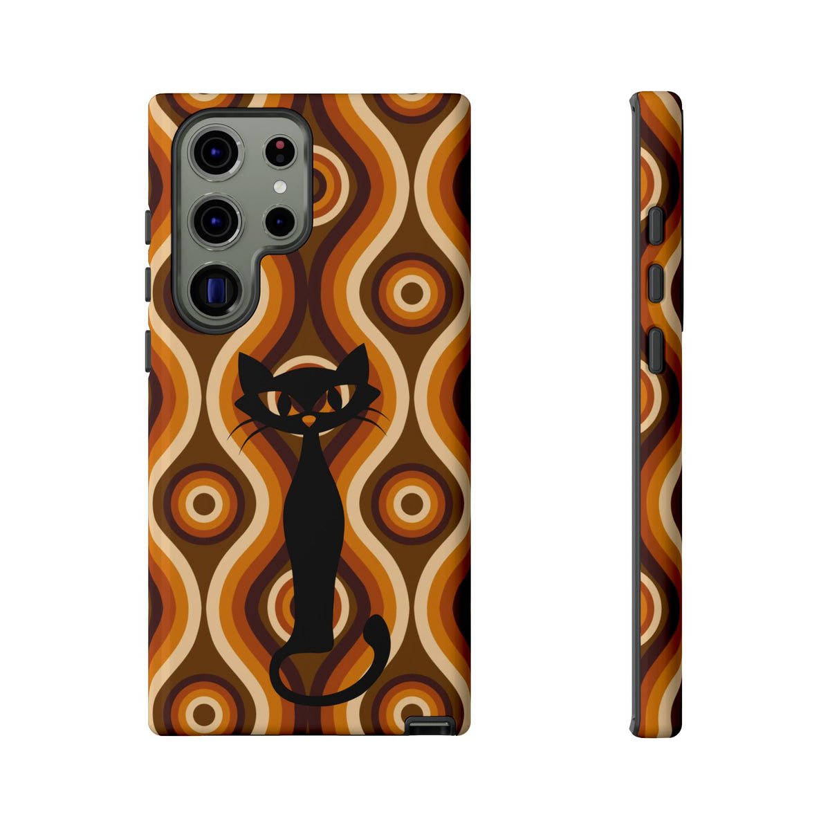 Retro Phone Case, Groovy Brown, Atomic Kitsch Cat Tough Smart Phone Cases