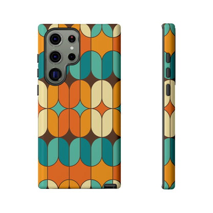 Mid Century Modern Orange, Teal Geometric Mod Designed Tough Phone Case