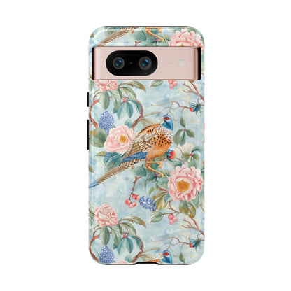 Chinoiserie Designed Floral Pheasant Phone Case with Bird Design