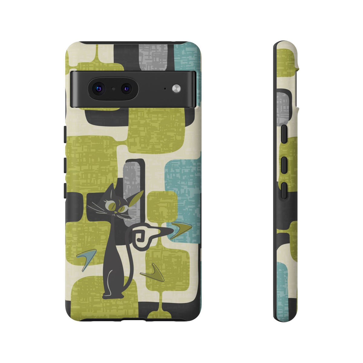 Mid Century Modern Geometric Kitschy Cat, Boomerang Retro Smart Phone Tough Cases