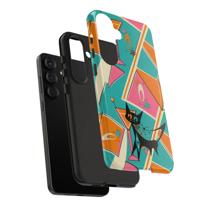 Atomic Cat Mid Mod Retro Cat Phone Case - Tough Cases for Stylish Cat Lovers