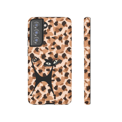 Mid Century Modern Atomic Cat, Animal Print Kitschy Trendy Smart Phone Tough Cases