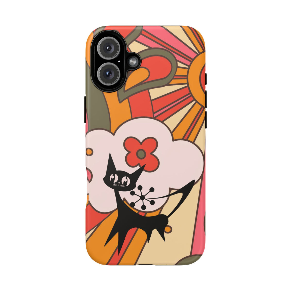 Atomic Cat, Retro Sunburst, Groovy Mod Smart Phone Tough Phone Cases