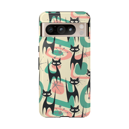 Atomic Cat Mid Century Modern Starburst Retro Kitsch Tough Phone Case