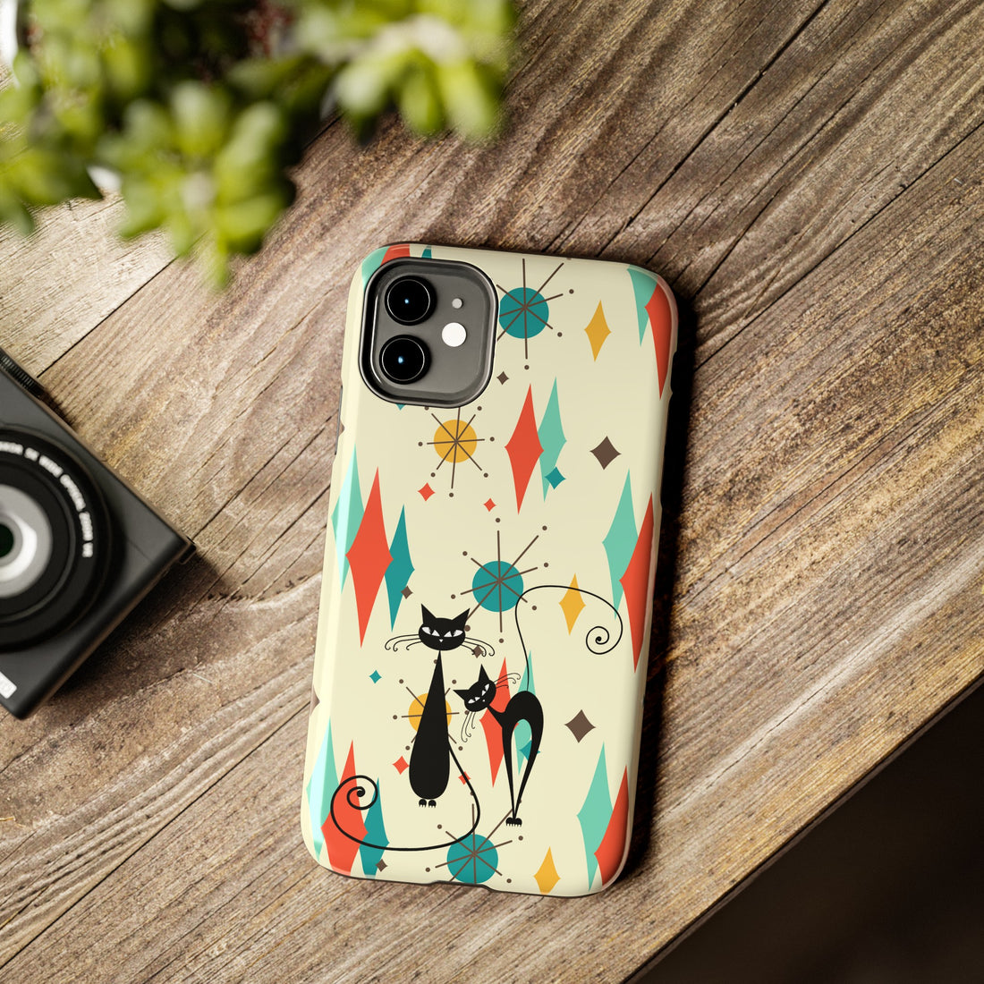 Atomic Kitty Cat, Mid Mod Franciscan Pattern, Kitsch Tough Phone Cases - Mid Century Modern Gal