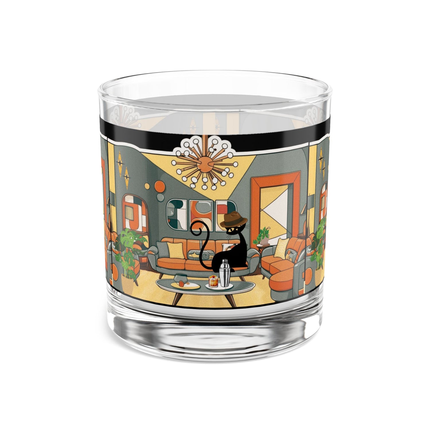 Mid Century Modern Barware Cool Cat Dude Bourbon Whiskey Glassware - Mid Century Modern Gal