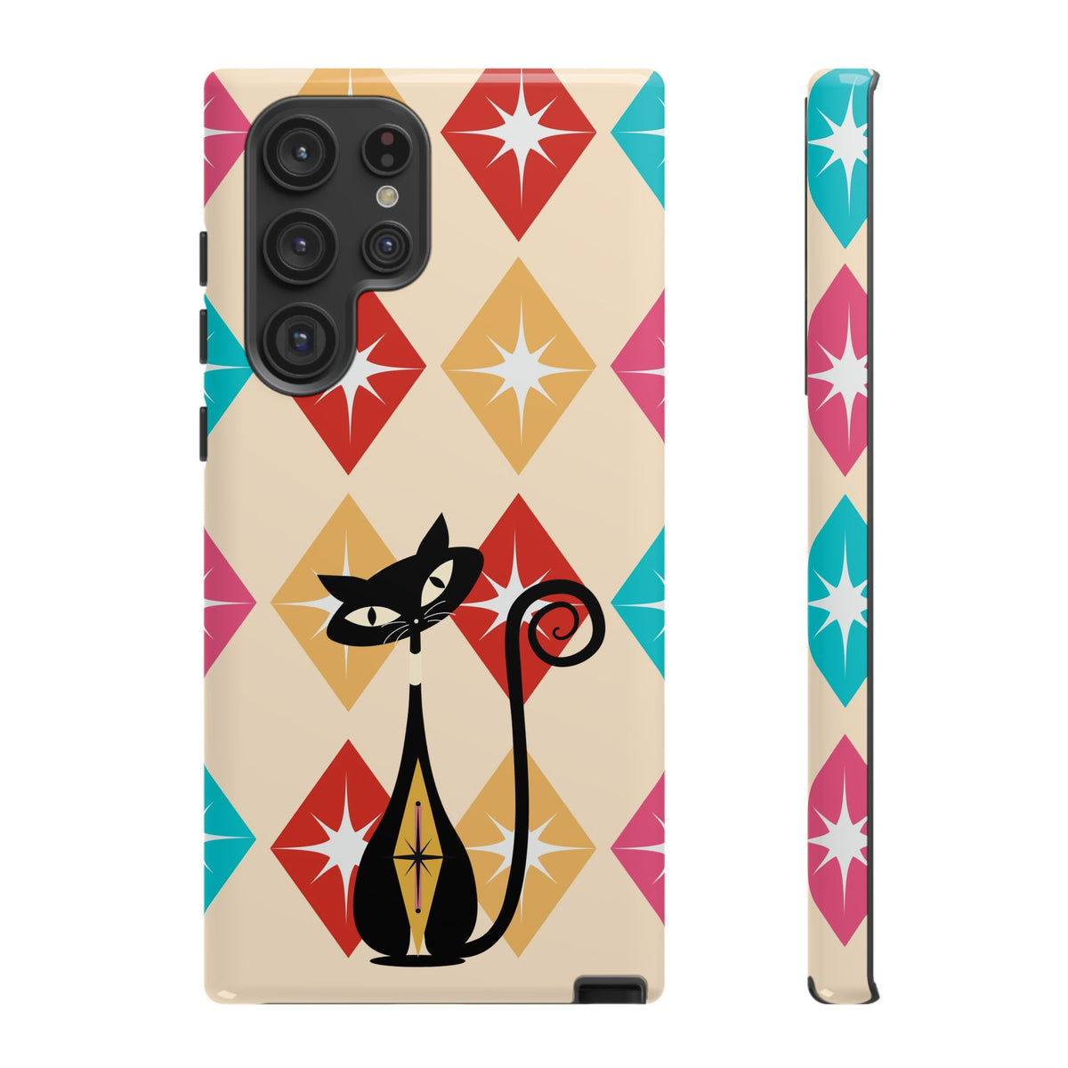 Mid Century Modern Atomic Cat, Atomic 50s Diamonds Retro Phone Tough Cases