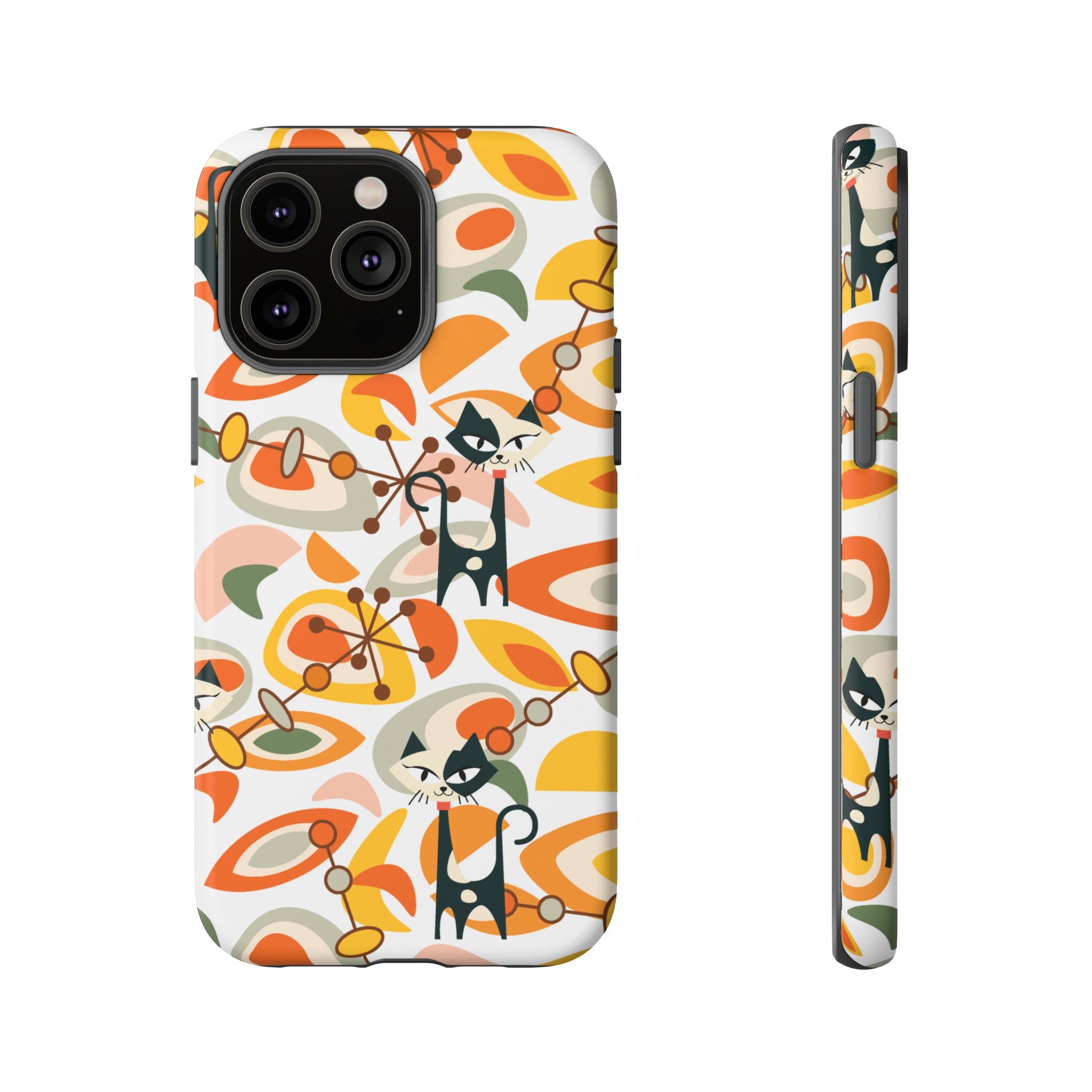 Atomic Cat Mid Mod Orange, Yellow, Groovy Cat Smart Phone Tough Cases