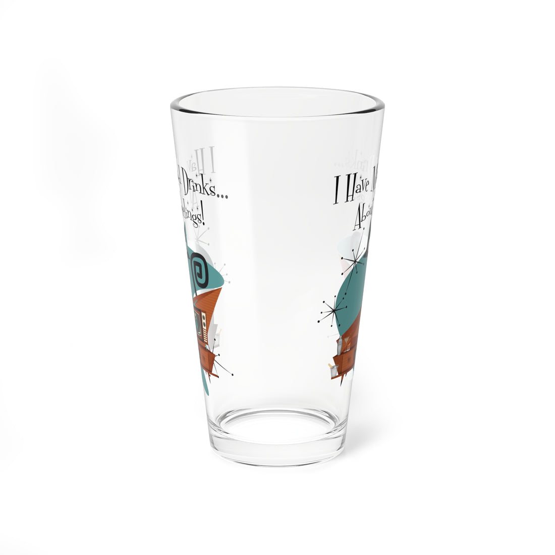 Atomic Cat, Kitschy, Funny Mid Century Modern, Cocktail, Mocktail, Beer Glass MCM Barware