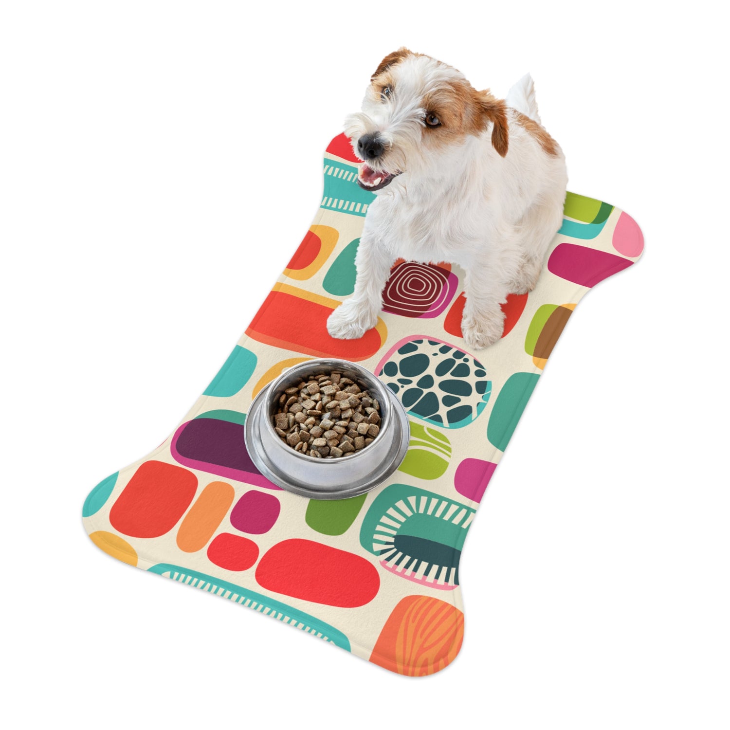 Mid Century Modern Amoeba Design, MCM Cat, Dog Feeding Mat - Mid Century Modern Gal