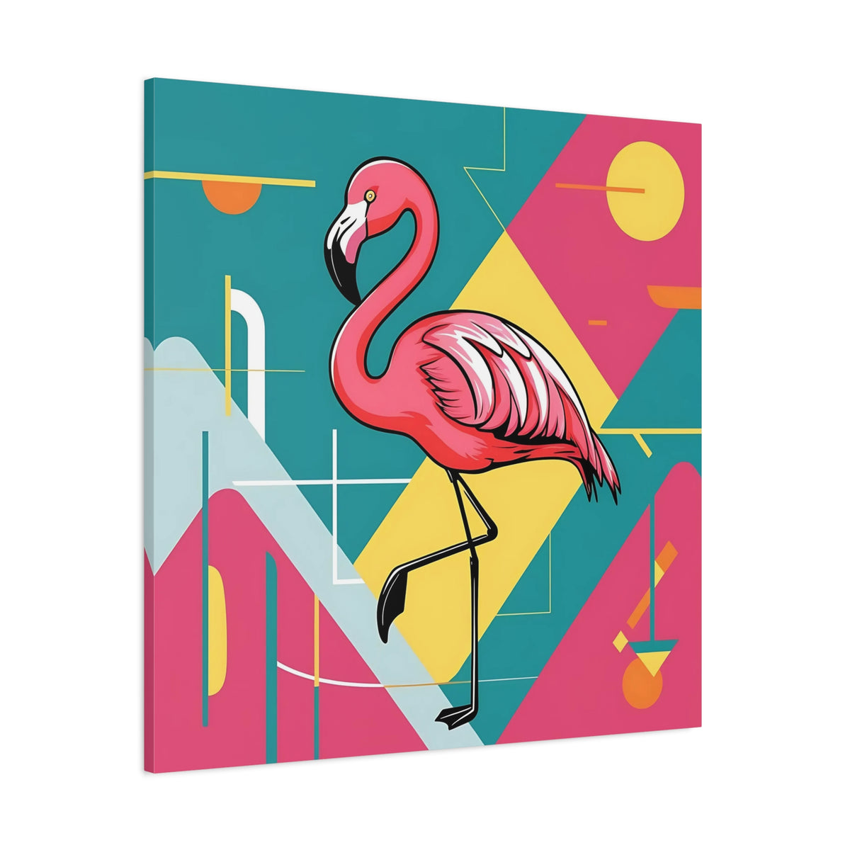 Mid Century Modern Flamingo Art, Kitschy Mod Vibrant Pink Bauhaus Palm Springs Style Wall Art - Mid Century Modern Gal