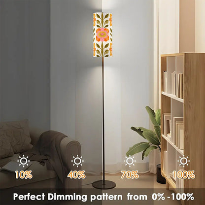 Scandinavian Mid Mod Floral Danish Orange Green Yellow Retro Slim Floor Lamp - Mid Century Modern Gal