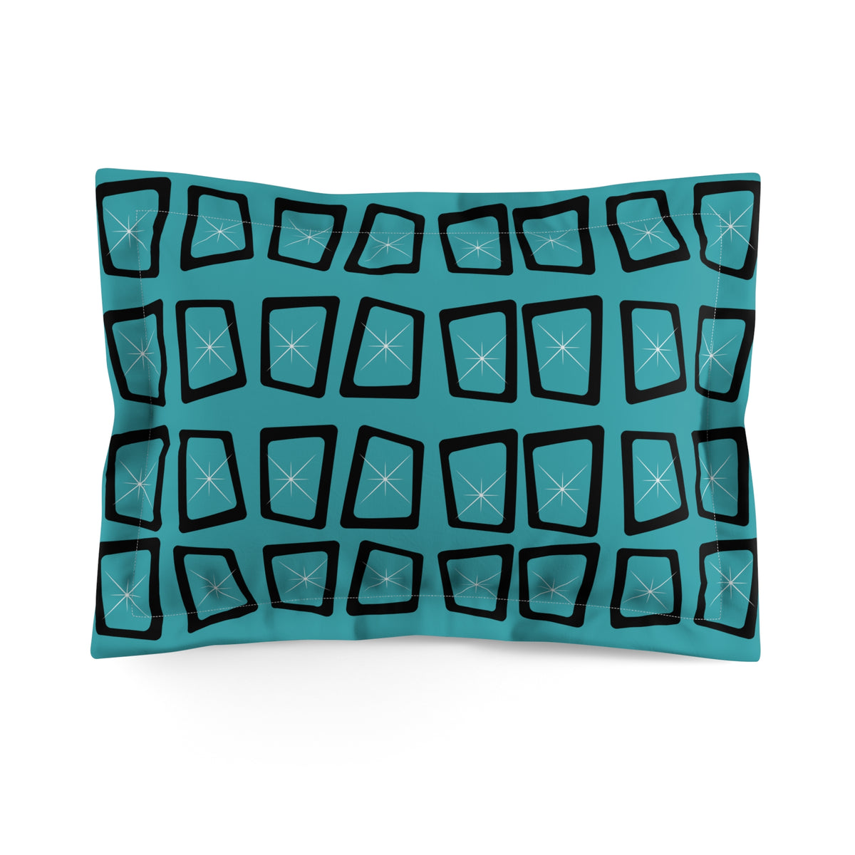 Mid Century Modern Teal Geometric Microfiber Pillow Sham - Stylish Bedding Decor - Mid Century Modern Gal