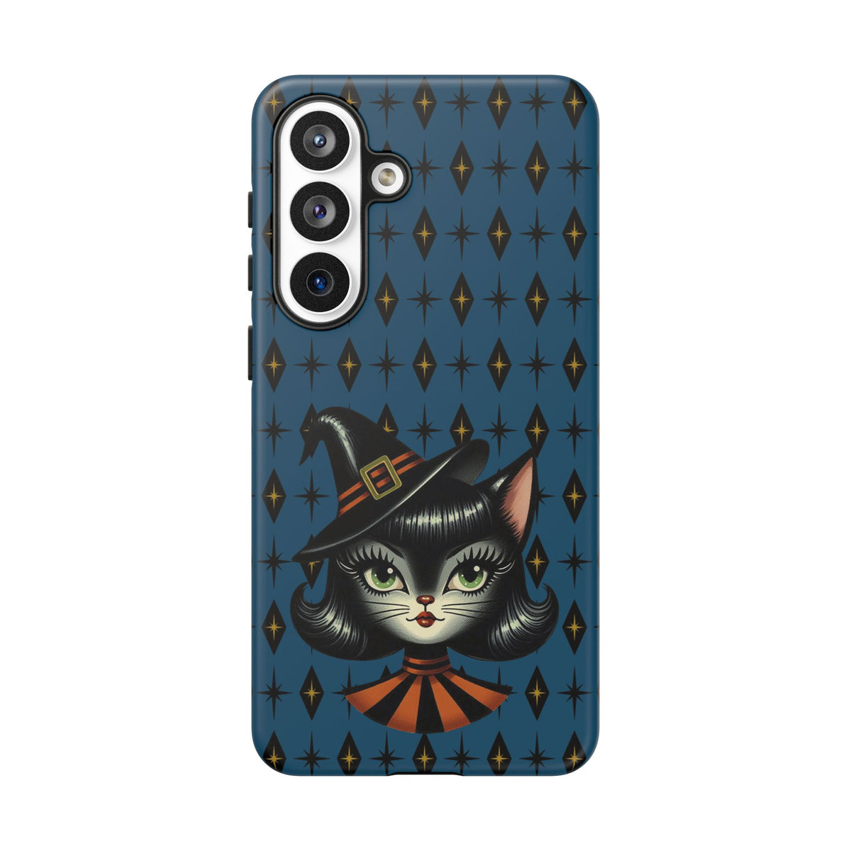Vintage Halloween Black Cat Sexy Sexton Mid Century Modern Blue Tough Phone Case