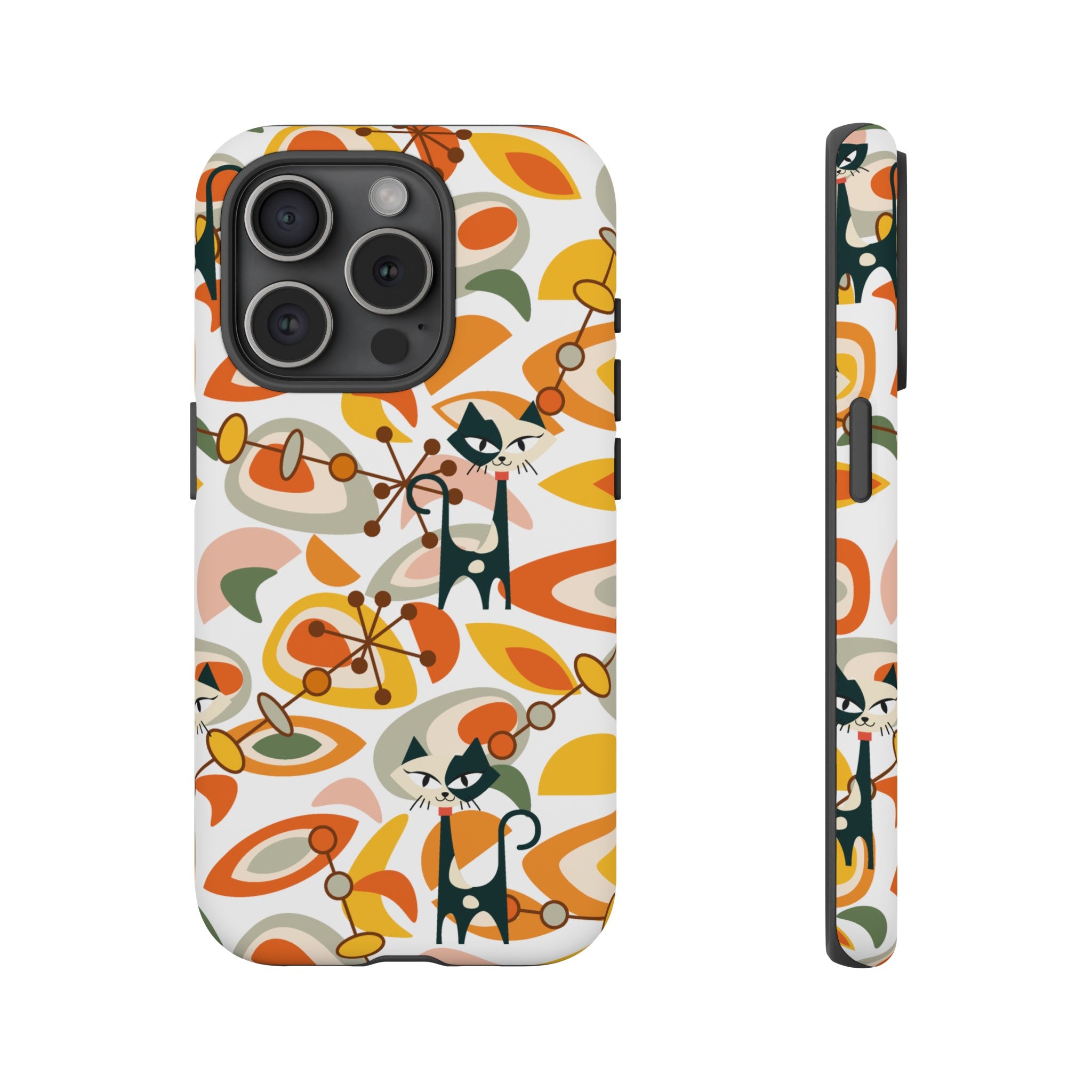 Atomic Cat Mid Mod Orange, Yellow, Groovy Cat Smart Phone Tough Cases