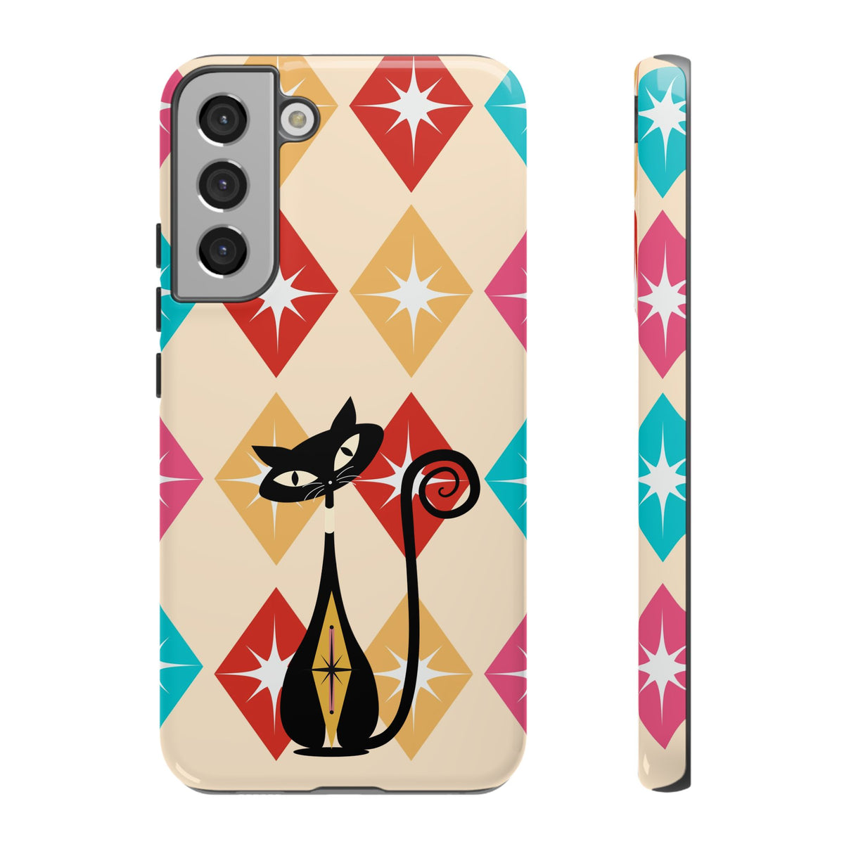 Mid Century Modern Atomic Cat, Atomic 50s Diamonds Retro Phone Tough Cases