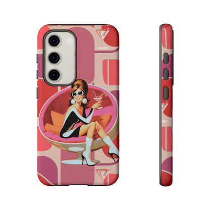 Mid Mod 60s Mod Gal, Kick Back Enjoy, Retro Chic Phone Case with Cocktail Design