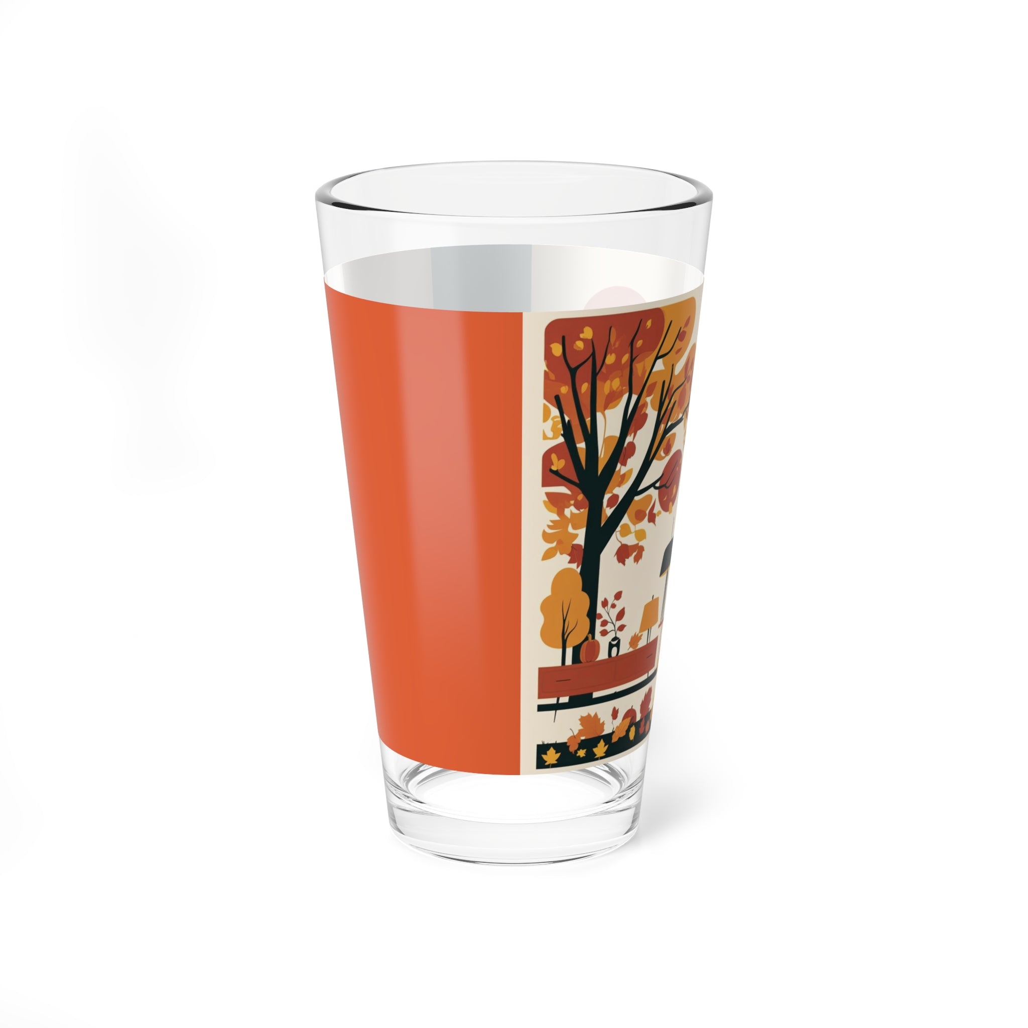 Scandinavian Fall Atomic Cat Drinkware, Shaker Glass, Festive MCM Barware - Mid Century Modern Gal